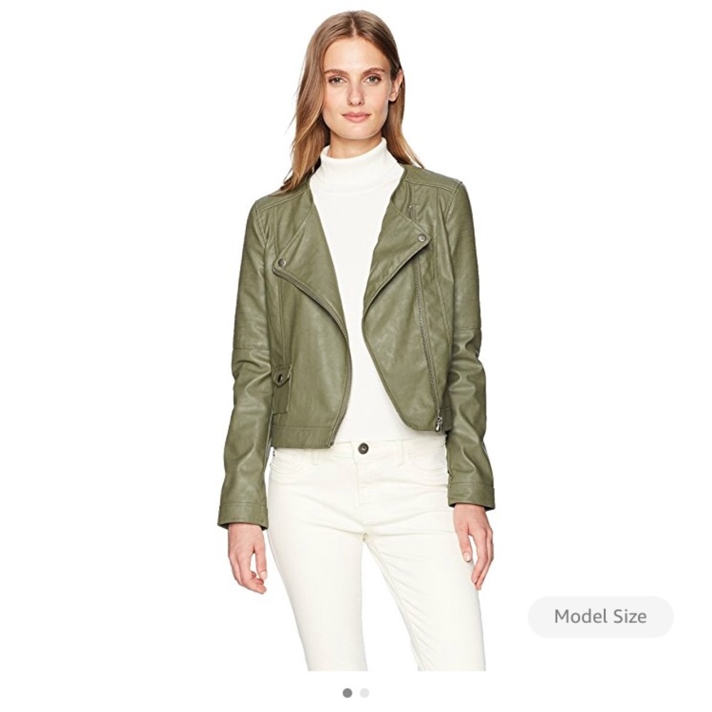 Dark green pleather cropped jacket size small